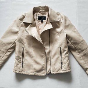 Bernardo Girls Size M Jacket Moto "Leather" Cream